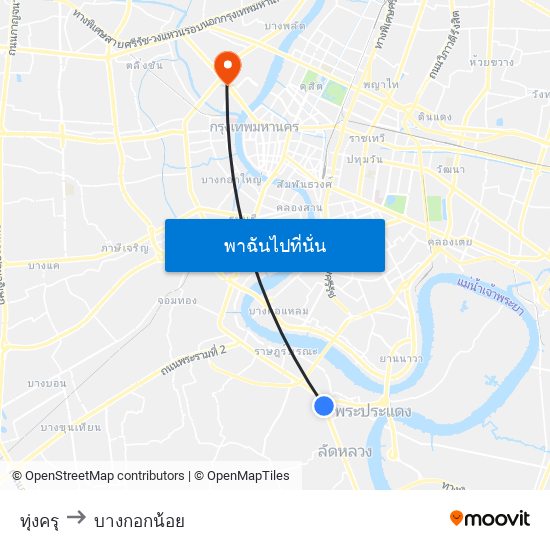 ทุ่งครุ to บางกอกน้อย map