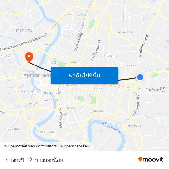 บางกะปิ to บางกอกน้อย map