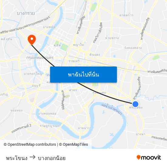 พระโขนง to บางกอกน้อย map