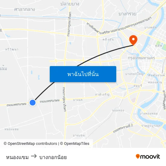 หนองแขม to บางกอกน้อย map