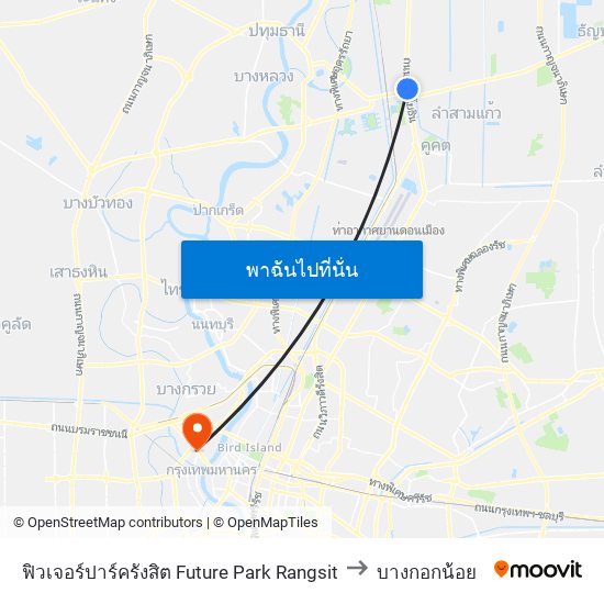 ฟิวเจอร์ปาร์ครังสิต Future Park Rangsit to บางกอกน้อย map