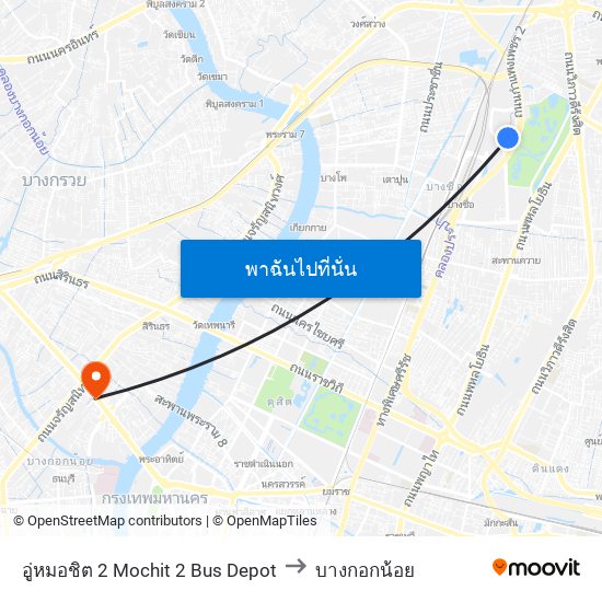 อู่หมอชิต 2 Mochit 2 Bus Depot to บางกอกน้อย map