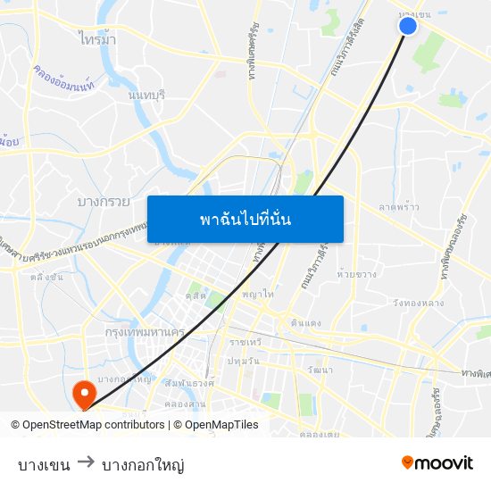 บางเขน to บางกอกใหญ่ map