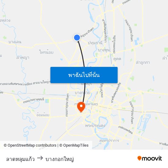 ลาดหลุมแก้ว to บางกอกใหญ่ map