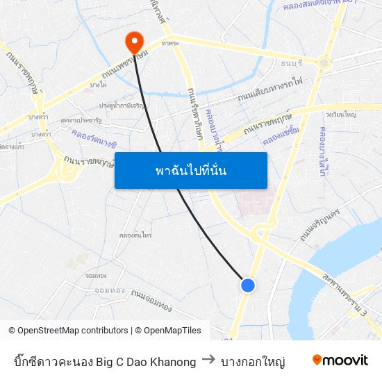บิ๊กซีดาวคะนอง Big C  Dao Khanong to บางกอกใหญ่ map