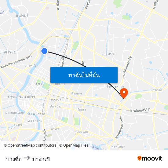 บางซื่อ to บางกะปิ map