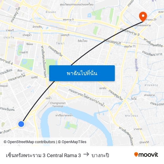 เซ็นทรัลพระราม 3 Central Rama 3 to บางกะปิ map