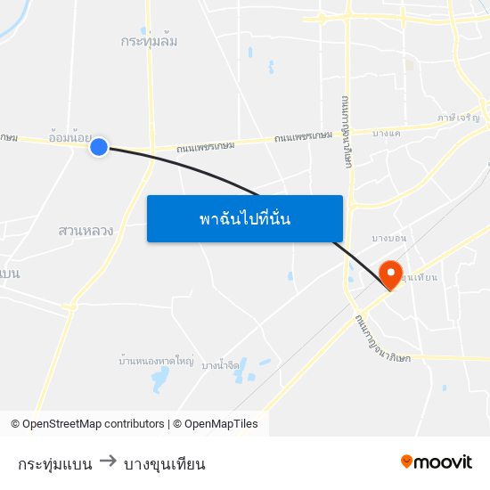 กระทุ่มแบน to บางขุนเทียน map