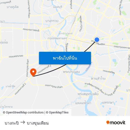 บางกะปิ to บางขุนเทียน map