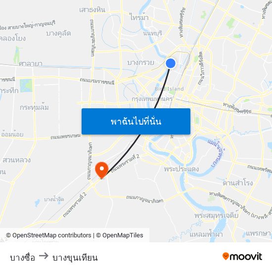 บางซื่อ to บางขุนเทียน map