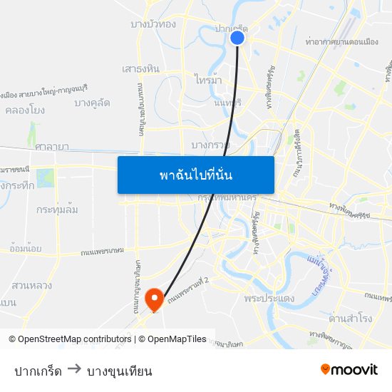 ปากเกร็ด to บางขุนเทียน map