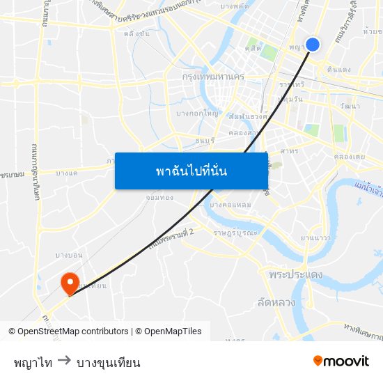 พญาไท to บางขุนเทียน map