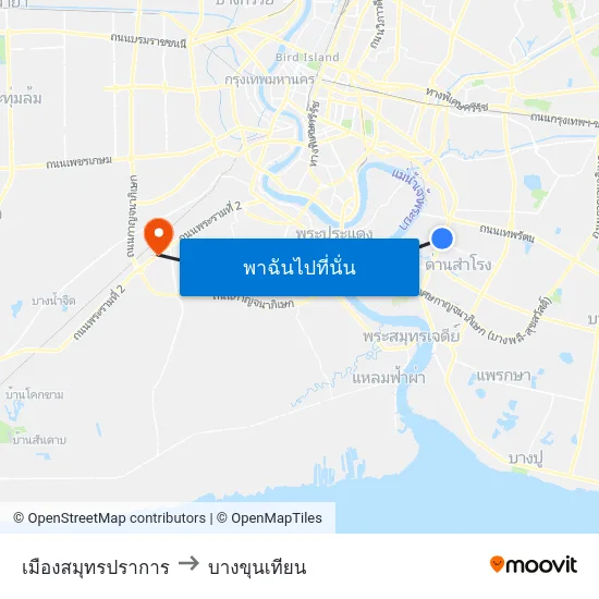 เมืองสมุทรปราการ to บางขุนเทียน map