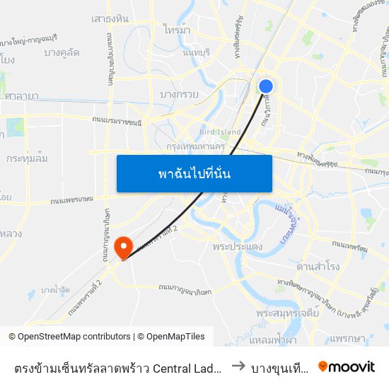 ตรงข้ามเซ็นทรัลลาดพร้าว  Central Ladprao to บางขุนเทียน map