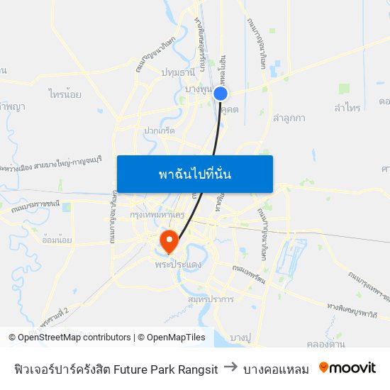 ฟิวเจอร์ปาร์ครังสิต Future Park Rangsit to บางคอแหลม map