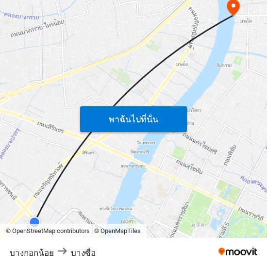 บางกอกน้อย to บางซื่อ map