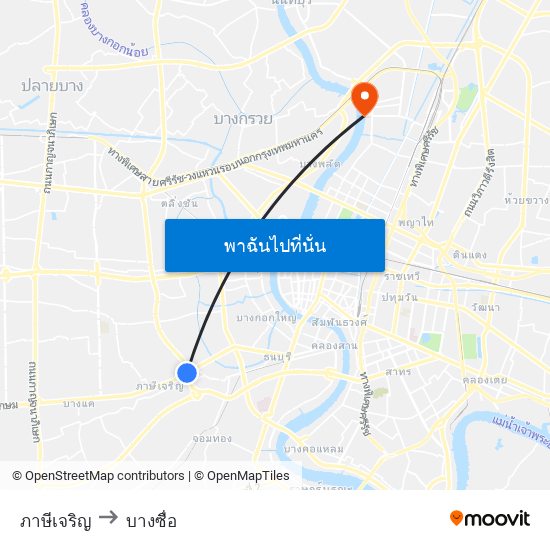 ภาษีเจริญ to บางซื่อ map