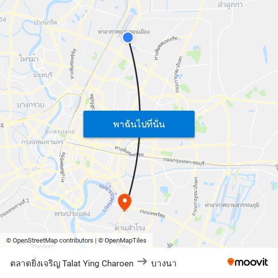 ตลาดยิ่งเจริญ Talat Ying Charoen to บางนา map