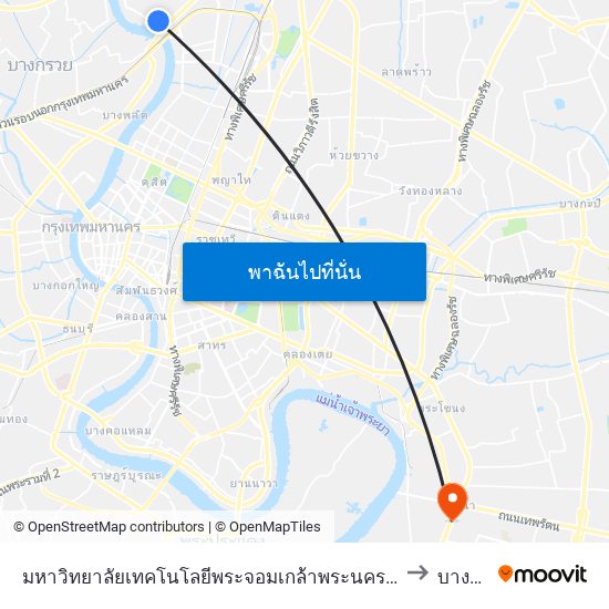 มหาวิทยาลัยเทคโนโลยีพระจอมเกล้าพระนครเหนือ to บางนา map