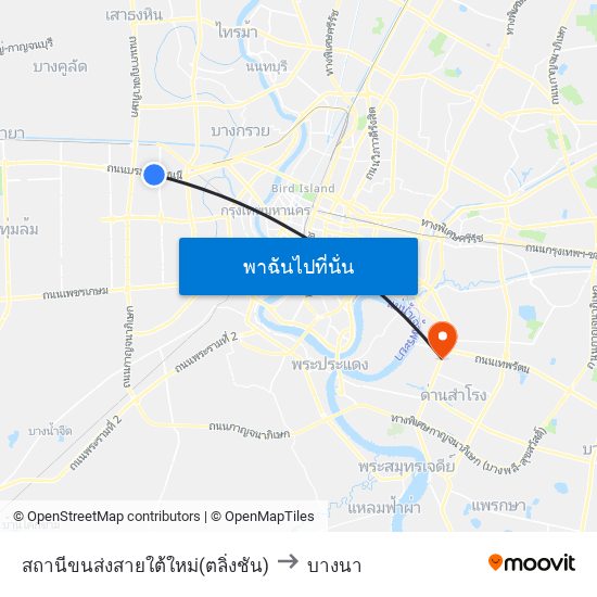 สถานีขนส่งสายใต้ใหม่(ตลิ่งชัน) to บางนา map