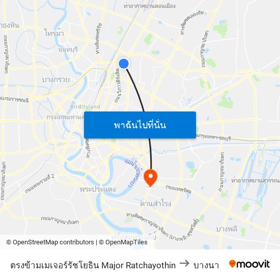 ตรงข้ามเมเจอร์รัชโยธิน  Major Ratchayothin to บางนา map