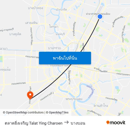 ตลาดยิ่งเจริญ Talat Ying Charoen to บางบอน map