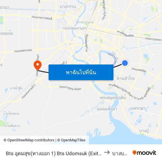 Bts อุดมสุข(ทางออก 1) Bts Udomsuk (Exit 1) to บางบอน map