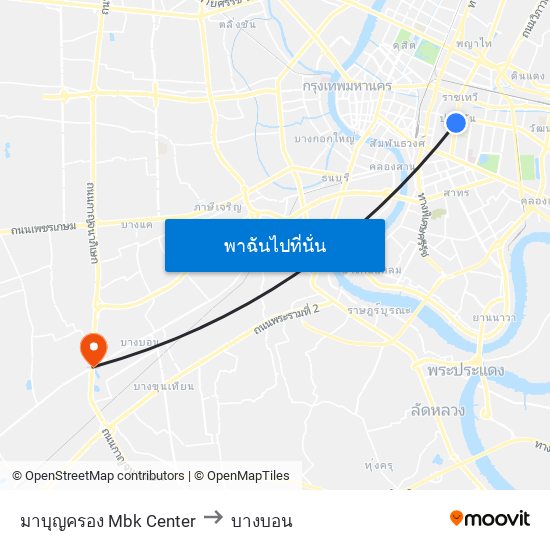 มาบุญครอง Mbk Center to บางบอน map
