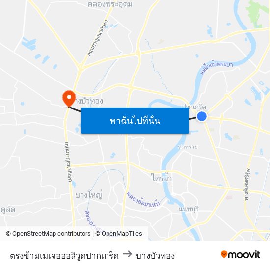 ตรงข้ามเมเจอฮอลิวูดปากเกร็ด to บางบัวทอง map