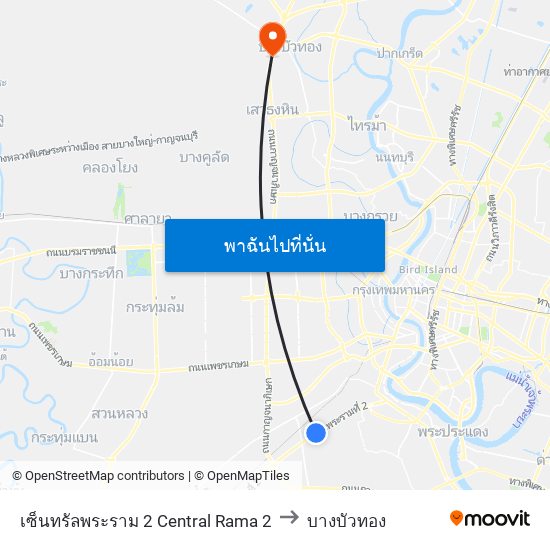 เซ็นทรัลพระราม 2 Central Rama 2 to บางบัวทอง map
