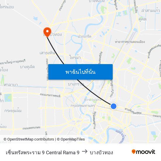 เซ็นทรัลพระราม 9 Central Rama 9 to บางบัวทอง map