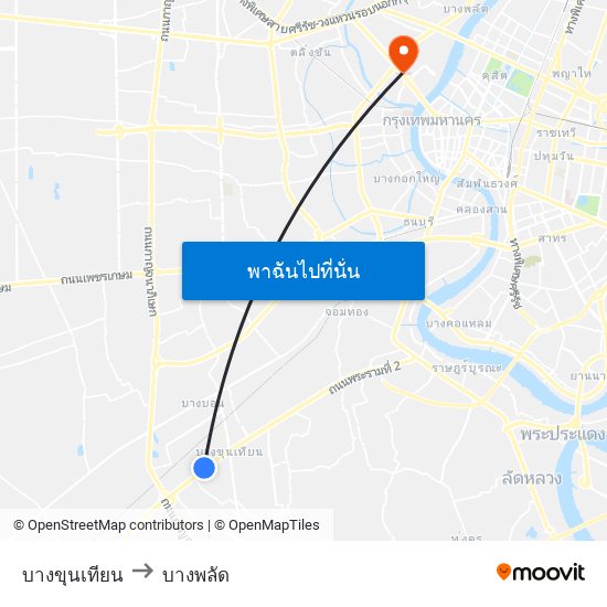 บางขุนเทียน to บางพลัด map