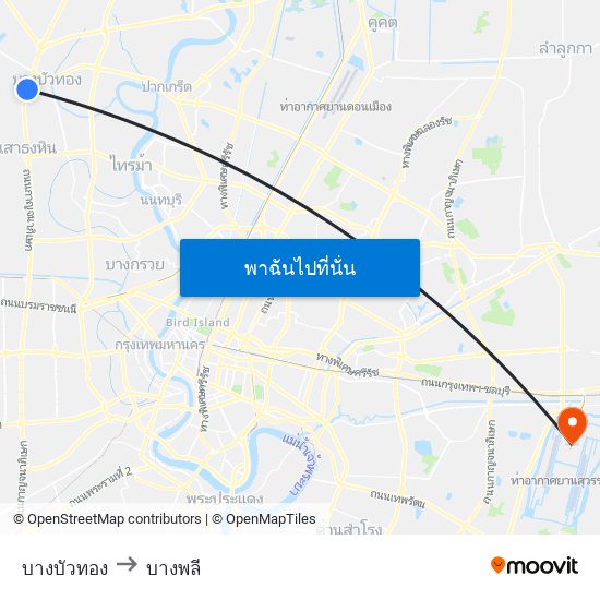 บางบัวทอง to บางพลี map