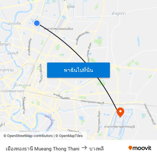 เมืองทองธานี Mueang Thong Thani to บางพลี map