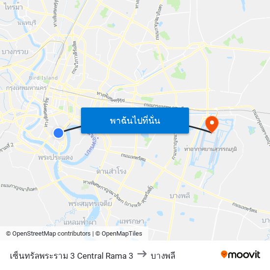 เซ็นทรัลพระราม 3 Central Rama 3 to บางพลี map