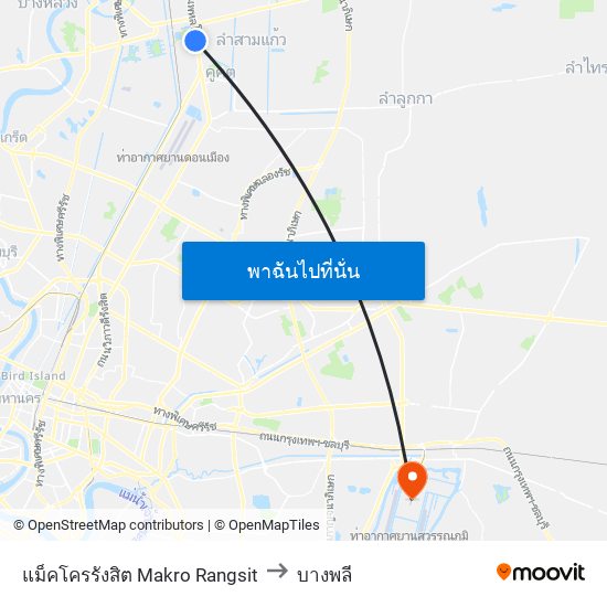 แม็คโครรังสิต Makro Rangsit to บางพลี map