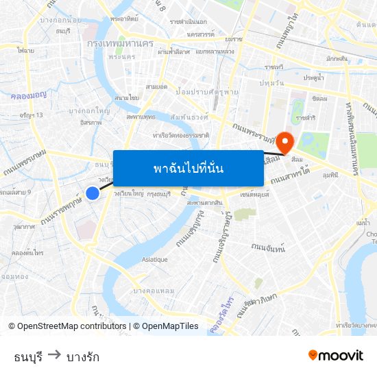 ธนบุรี to บางรัก map