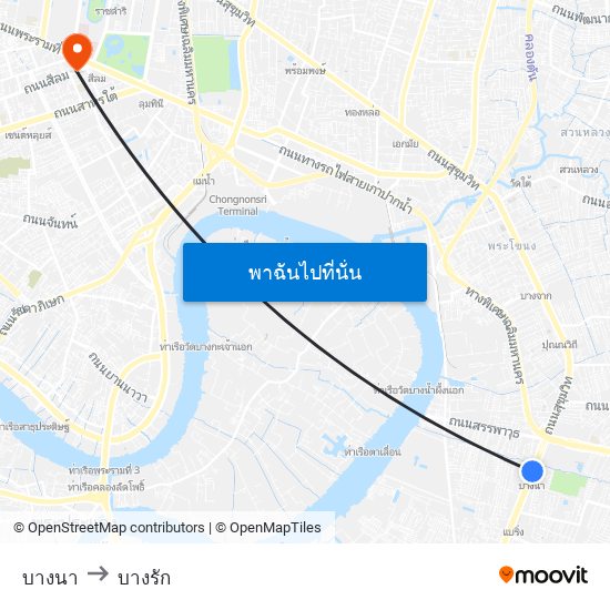 บางนา to บางรัก map