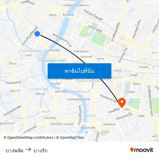 บางพลัด to บางรัก map