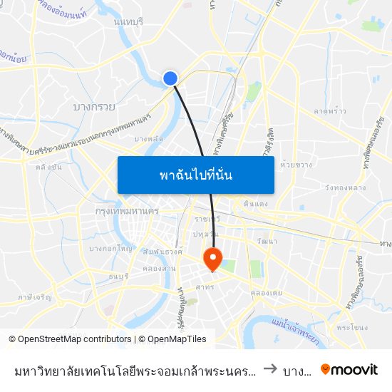 มหาวิทยาลัยเทคโนโลยีพระจอมเกล้าพระนครเหนือ to บางรัก map