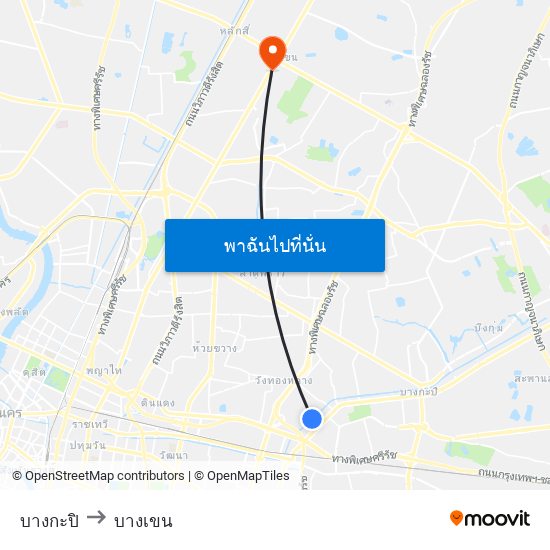 บางกะปิ to บางเขน map
