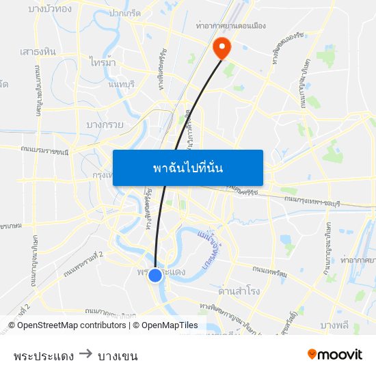 พระประแดง to บางเขน map