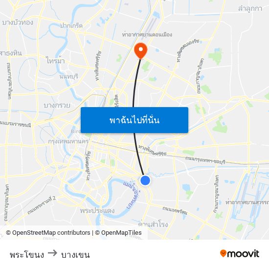 พระโขนง to บางเขน map