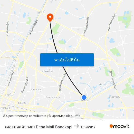 เดอะมอลล์บางกะปิ the Mall Bangkapi to บางเขน map