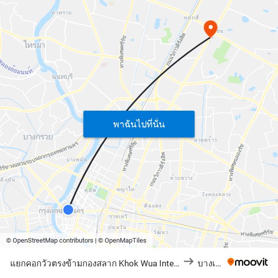 แยกคอกวัวตรงข้ามกองสลาก Khok Wua Intersection to บางเขน map