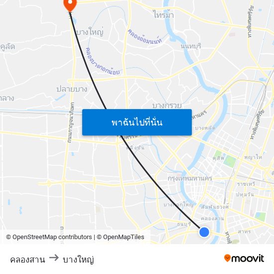 คลองสาน to บางใหญ่ map