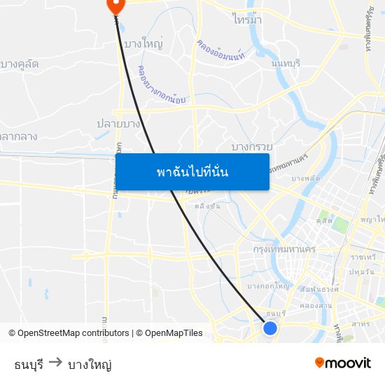 ธนบุรี to บางใหญ่ map