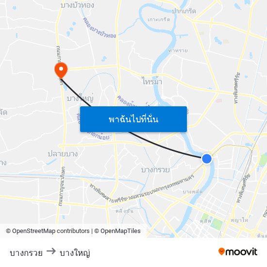 บางกรวย to บางใหญ่ map