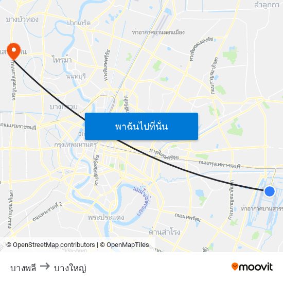 บางพลี to บางใหญ่ map