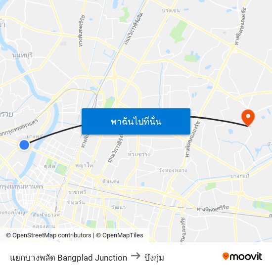 แยกบางพลัด Bangplad Junction to บึงกุ่ม map